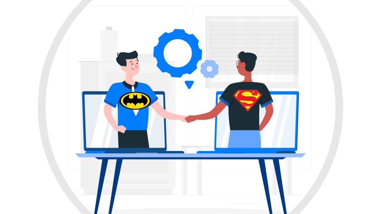 Batman and Superman shaking hands